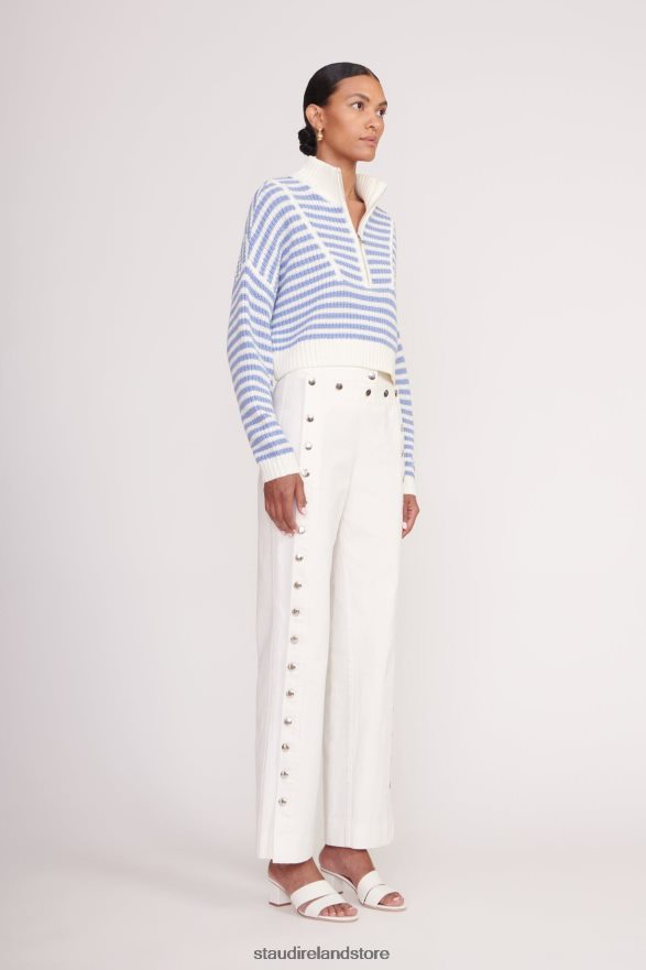 Women Clothing Sea Stripe STAUD CROPPED HAMPTON SWEATER H8RLPJ574