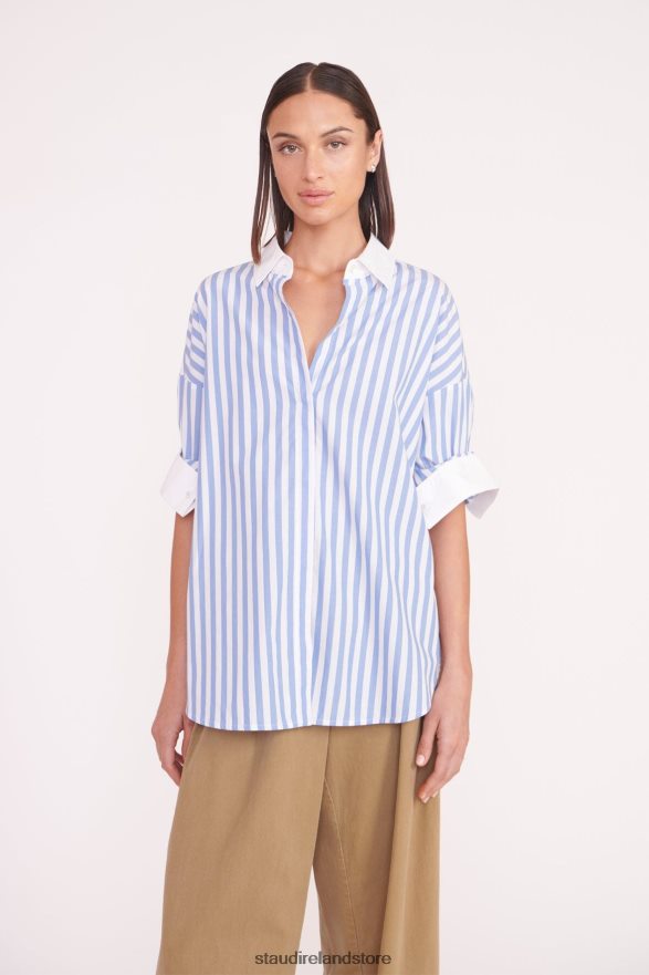 Women Clothing Sea Stripe STAUD LOGAN SHIRT H8RLPJ331