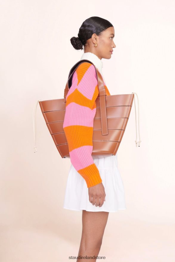 Women Clothing Tan Cream STAUD DIAMOND TOTE H8RLPJ701