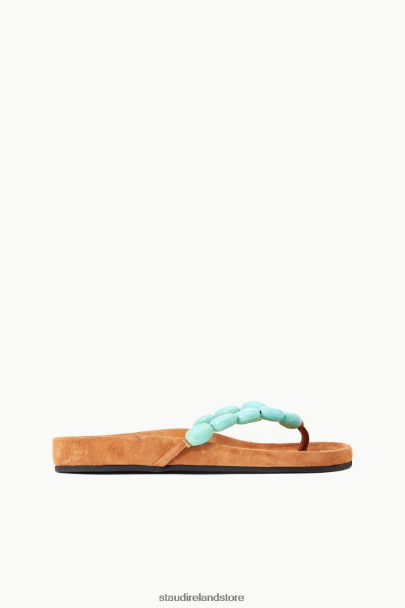 Women Clothing Tan Suede Turquoise STAUD ANDRE SLIDE H8RLPJ657