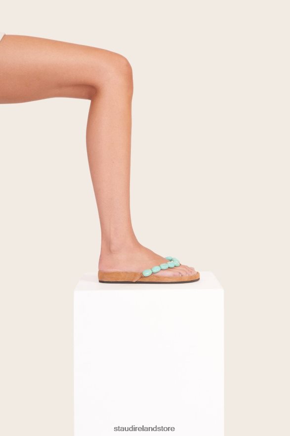 Women Clothing Tan Suede Turquoise STAUD ANDRE SLIDE H8RLPJ657