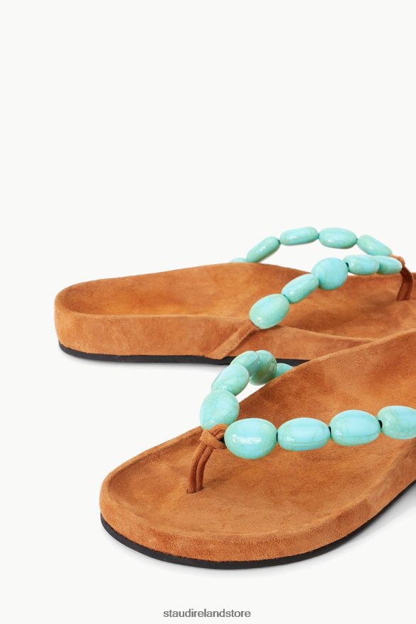 Women Clothing Tan Suede Turquoise STAUD ANDRE SLIDE H8RLPJ657