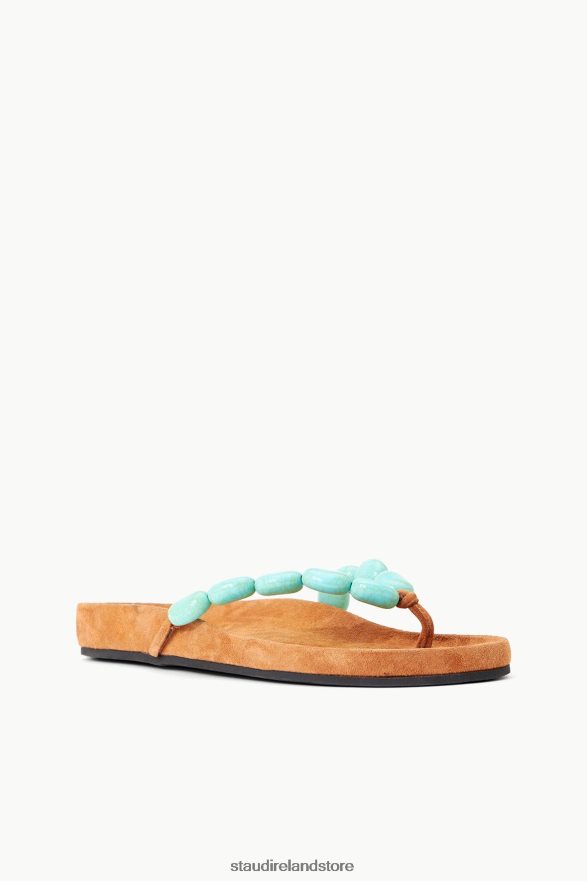 Women Clothing Tan Suede Turquoise STAUD ANDRE SLIDE H8RLPJ657