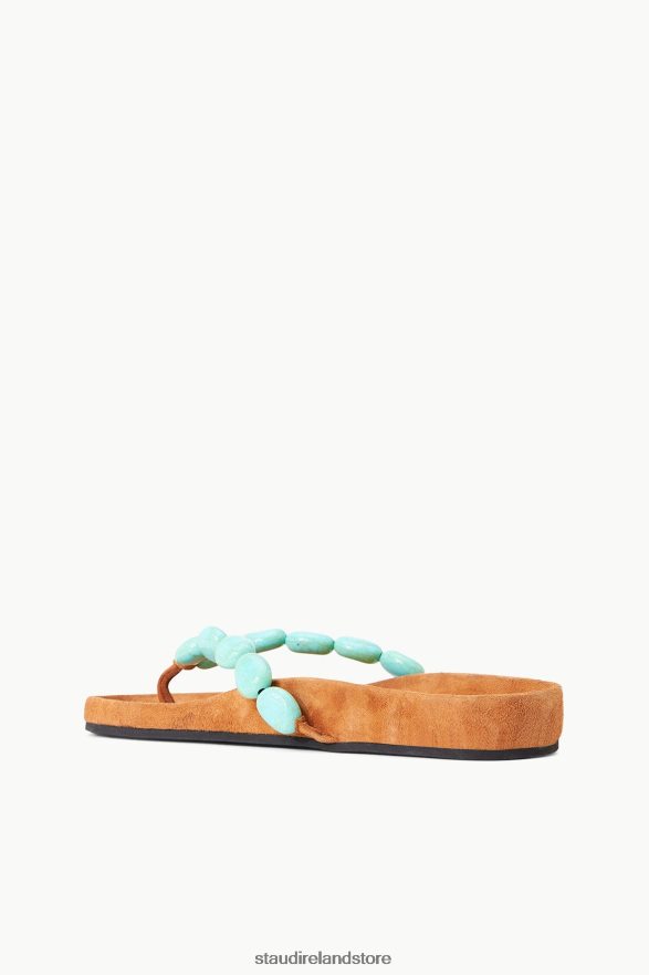 Women Clothing Tan Suede Turquoise STAUD ANDRE SLIDE H8RLPJ657