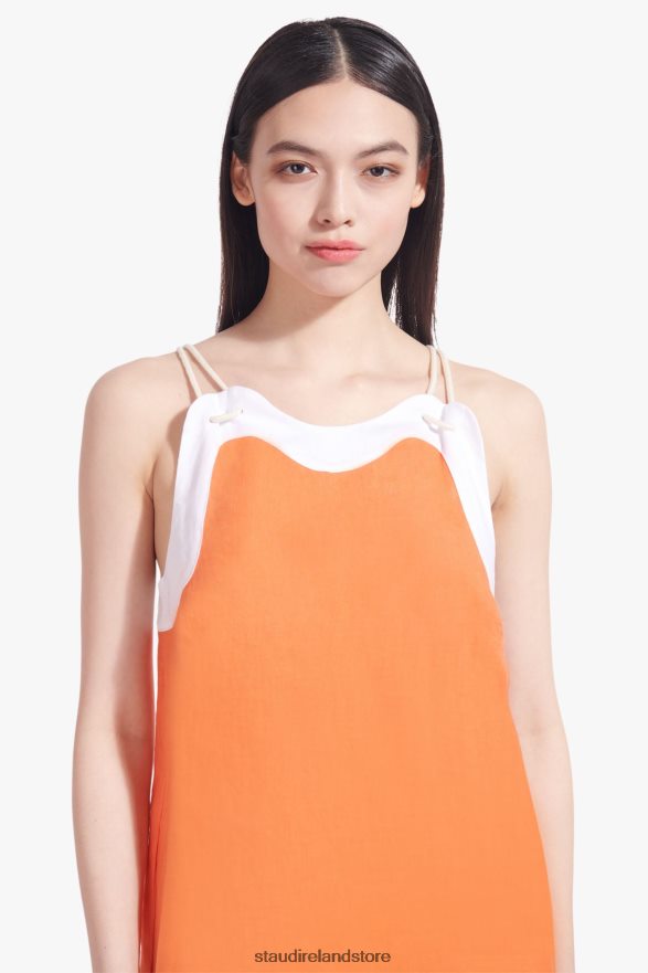 Women Clothing Tangerine White STAUD RENATA DRESS H8RLPJ187