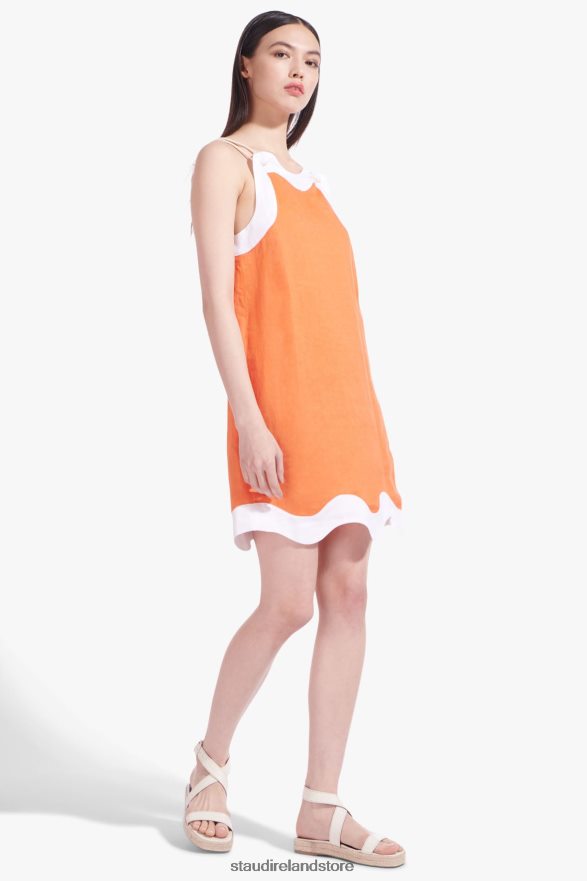 Women Clothing Tangerine White STAUD RENATA DRESS H8RLPJ187