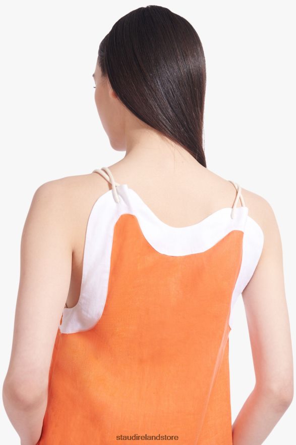 Women Clothing Tangerine White STAUD RENATA DRESS H8RLPJ187