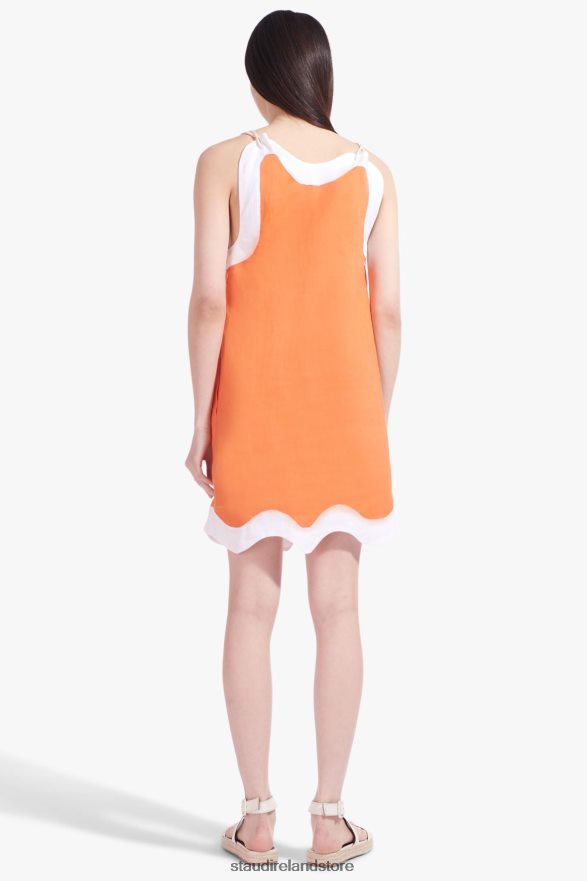 Women Clothing Tangerine White STAUD RENATA DRESS H8RLPJ187