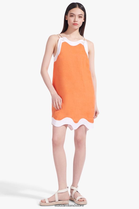 Women Clothing Tangerine White STAUD RENATA DRESS H8RLPJ187