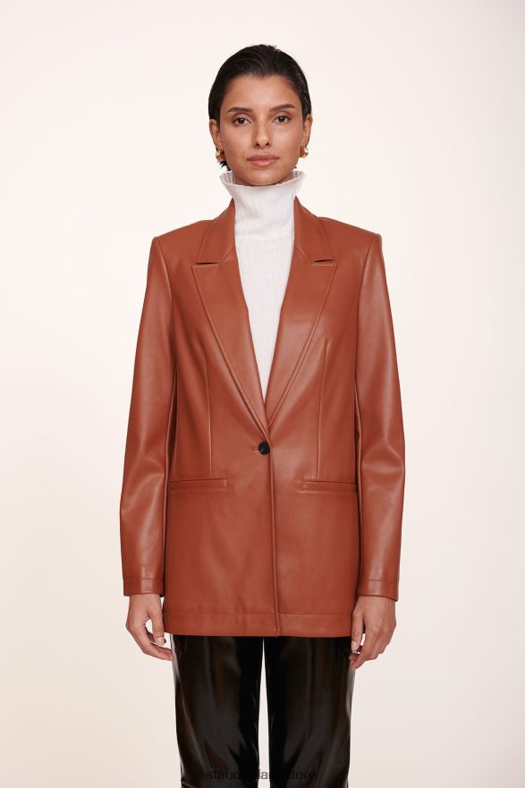 Women Clothing Whiskey Vegan Leather STAUD MADDEN BLAZER H8RLPJ624