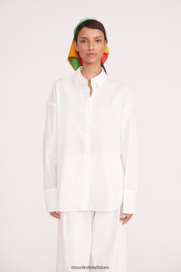 Women Clothing White STAUD COLTON SHIRT H8RLPJ332