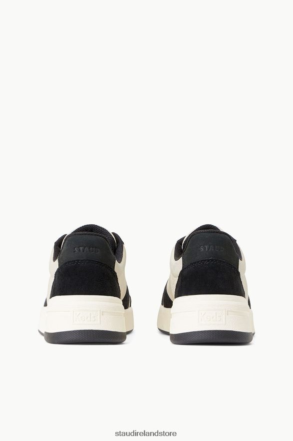 Women Shoes Black Cream STAUD + KEDS THE COURT SNEAKER H8RLPJ861