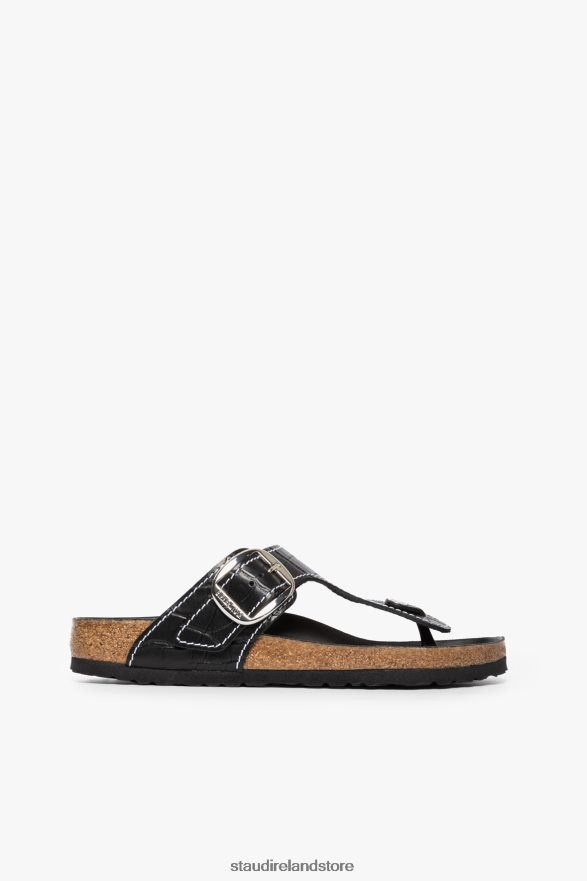 Women Shoes Black Croc Embossed BIRKENSTOCK + STAUD GIZEH SANDAL H8RLPJ930