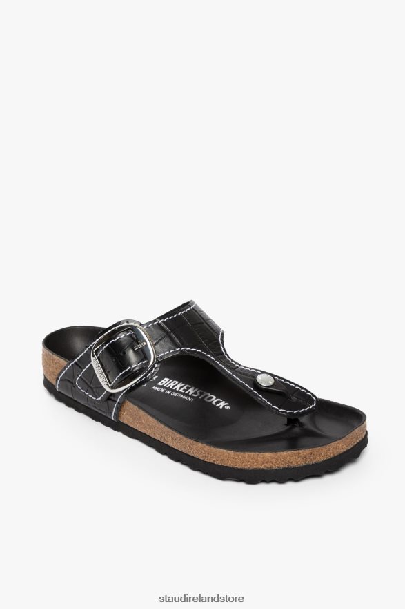 Women Shoes Black Croc Embossed BIRKENSTOCK + STAUD GIZEH SANDAL H8RLPJ930