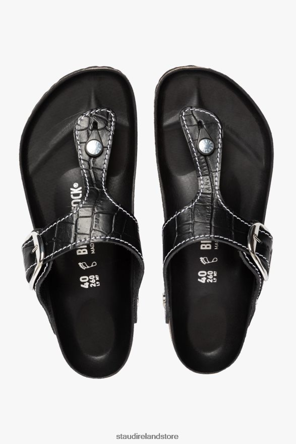Women Shoes Black Croc Embossed BIRKENSTOCK + STAUD GIZEH SANDAL H8RLPJ930