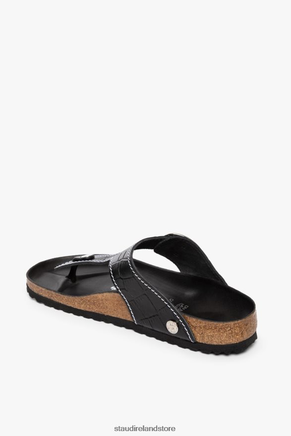 Women Shoes Black Croc Embossed BIRKENSTOCK + STAUD GIZEH SANDAL H8RLPJ930
