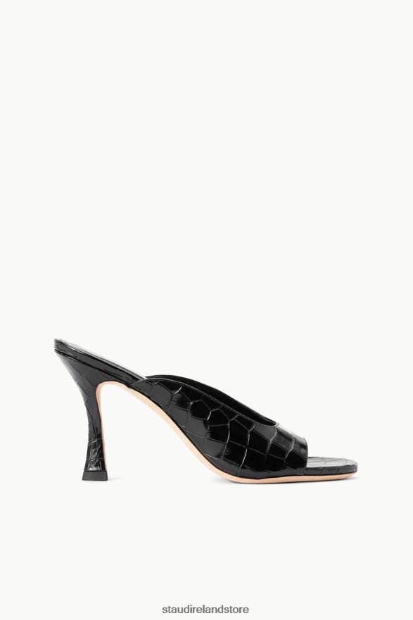 Women Shoes Black Croc Embossed STAUD SYLVIA MULE H8RLPJ947