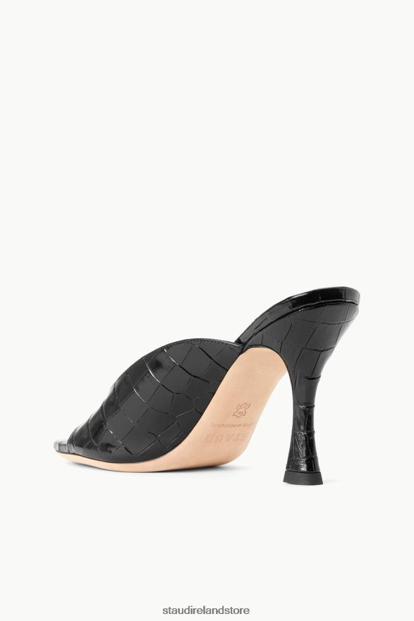 Women Shoes Black Croc Embossed STAUD SYLVIA MULE H8RLPJ947