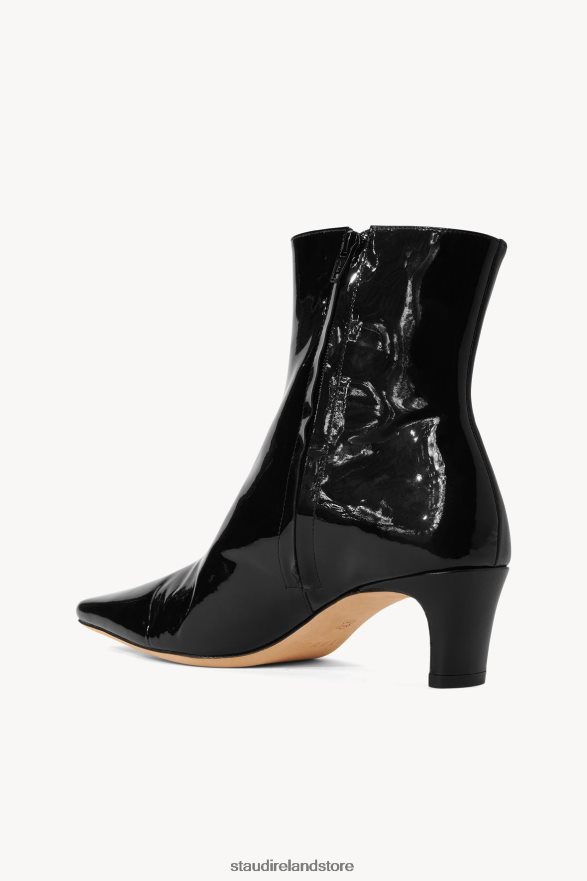 Women Shoes Black Patent STAUD WALLY SPLIT ANKLE BOOT H8RLPJ997