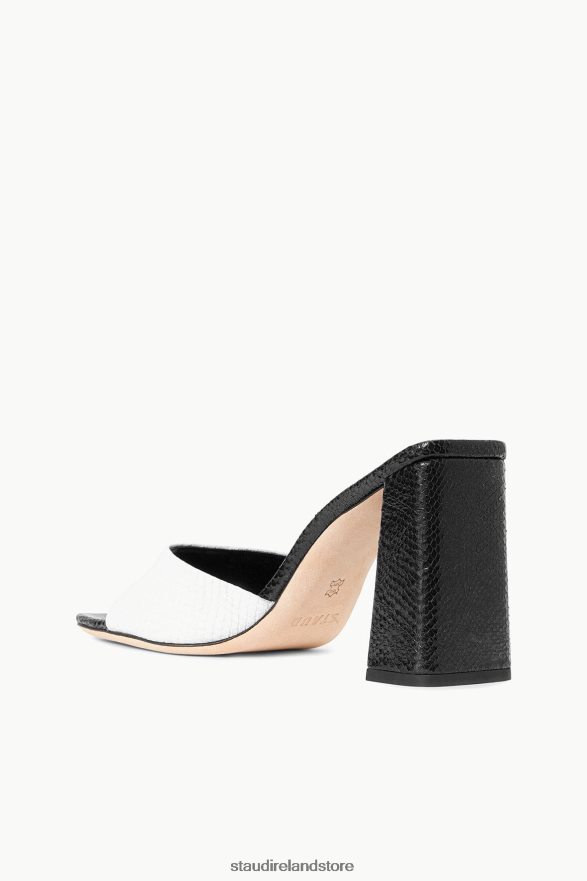 Women Shoes Black White STAUD SLOANE HEEL SNAKE EMBOSSED H8RLPJ879