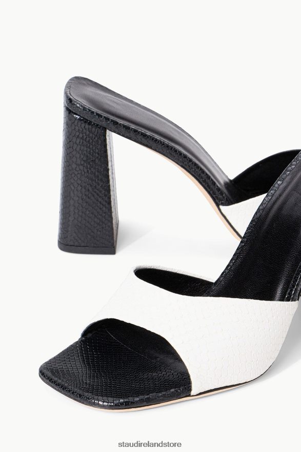 Women Shoes Black White STAUD SLOANE HEEL SNAKE EMBOSSED H8RLPJ879