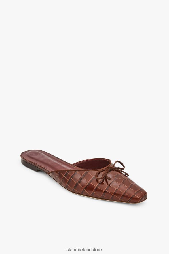 Women Shoes Brown Croc Embossed STAUD GINA MULE H8RLPJ955