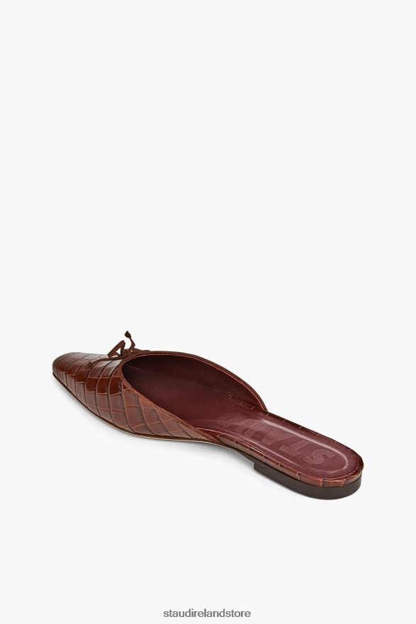 Women Shoes Brown Croc Embossed STAUD GINA MULE H8RLPJ955