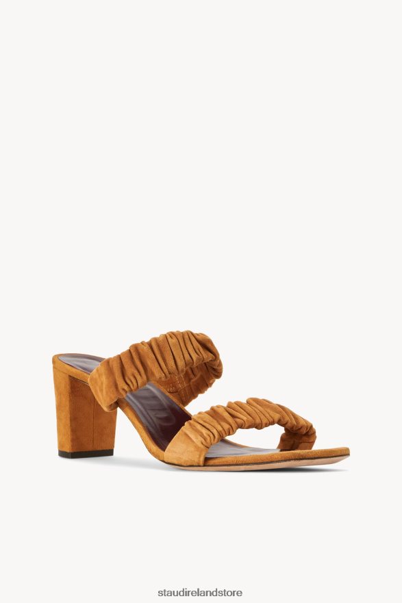 Women Shoes Cashew Suede STAUD FRANKIE RUCHED SANDAL H8RLPJ892
