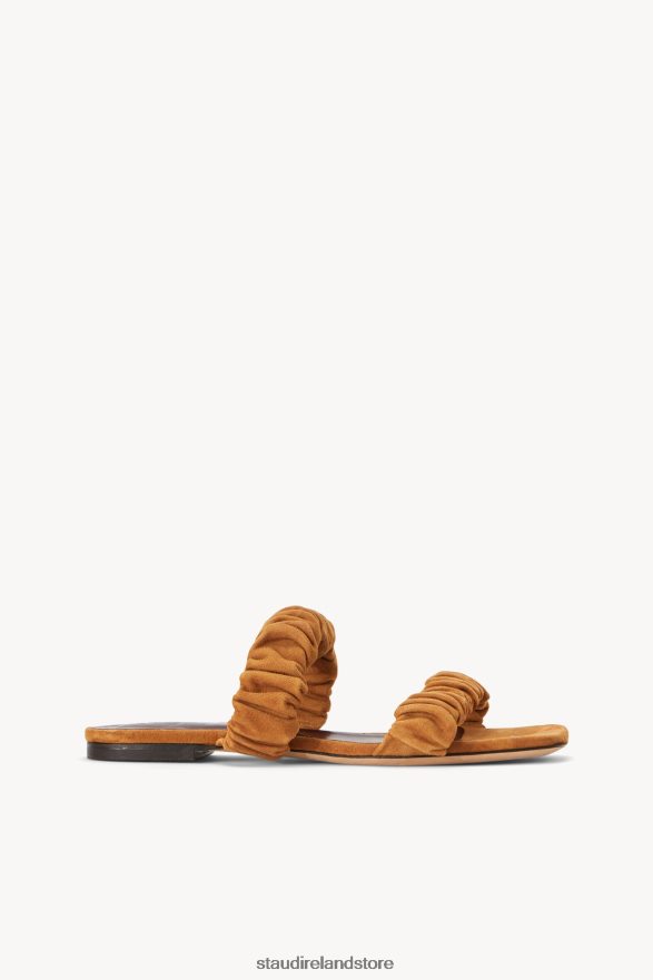 Women Shoes Cashew Suede STAUD MAYA RUCHED SANDAL CASHEW H8RLPJ925