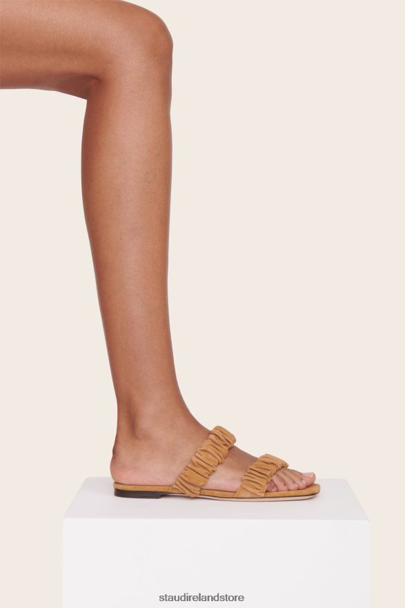 Women Shoes Cashew Suede STAUD MAYA RUCHED SANDAL CASHEW H8RLPJ925
