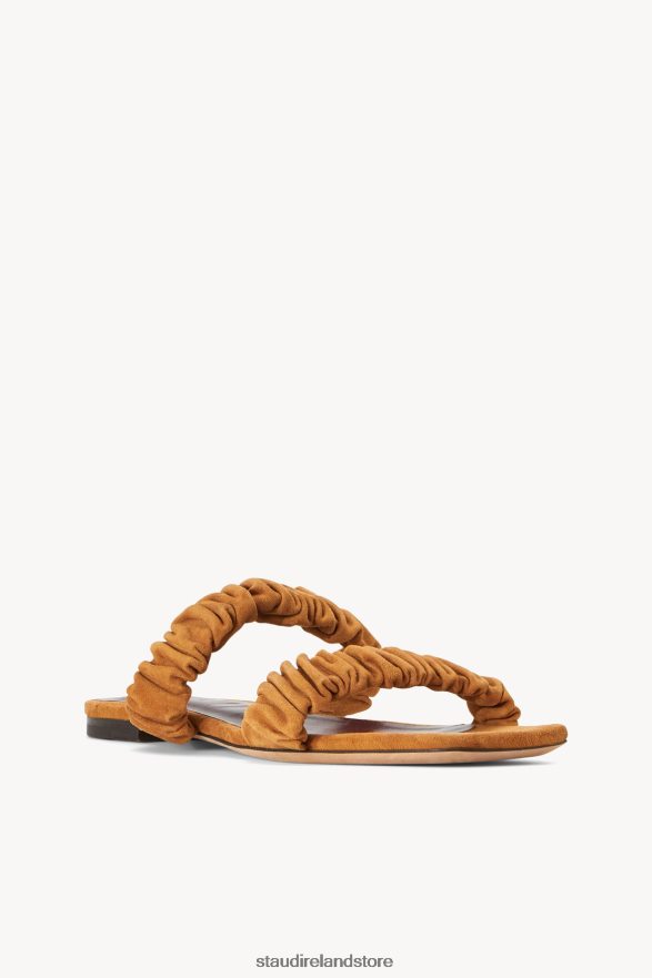 Women Shoes Cashew Suede STAUD MAYA RUCHED SANDAL CASHEW H8RLPJ925