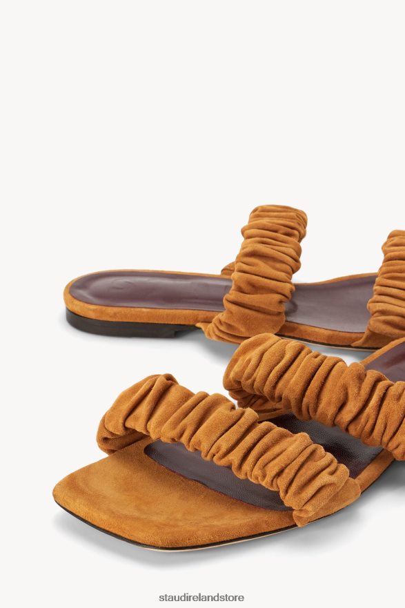 Women Shoes Cashew Suede STAUD MAYA RUCHED SANDAL CASHEW H8RLPJ925