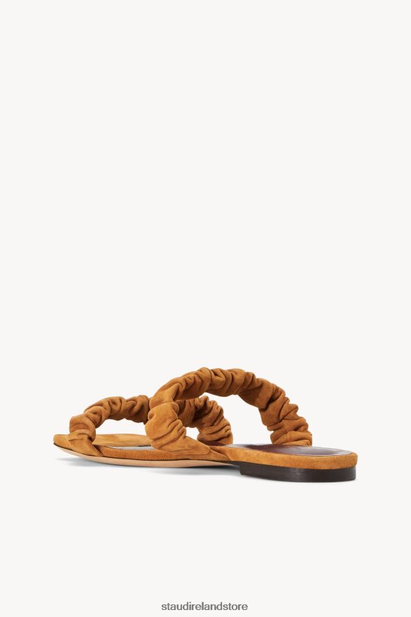Women Shoes Cashew Suede STAUD MAYA RUCHED SANDAL CASHEW H8RLPJ925