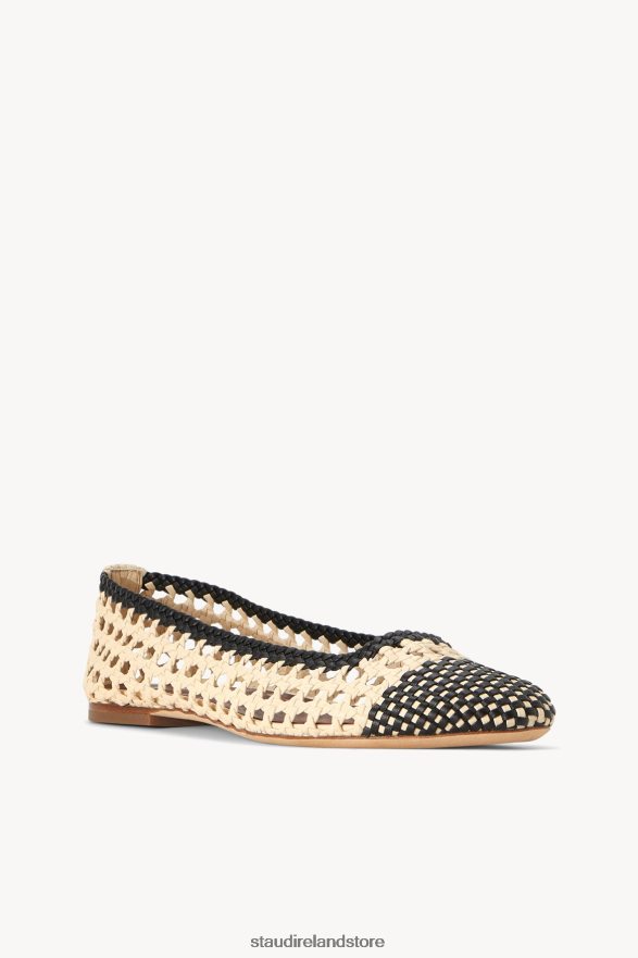 Women Shoes Cream Black STAUD NELL CROCHET BALLERINA H8RLPJ958