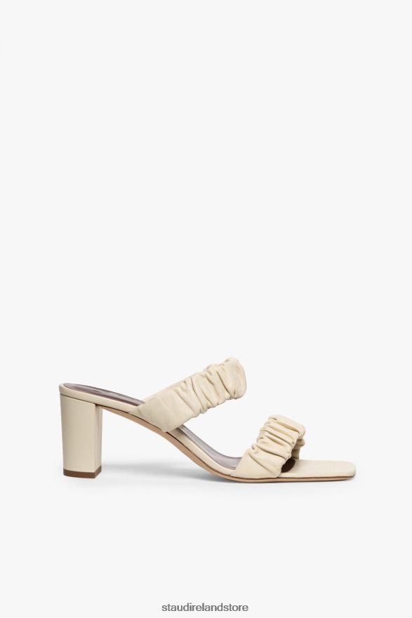 Women Shoes Cream STAUD FRANKIE RUCHED SANDAL H8RLPJ893