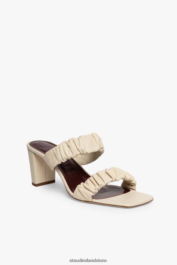 Women Shoes Cream STAUD FRANKIE RUCHED SANDAL H8RLPJ893