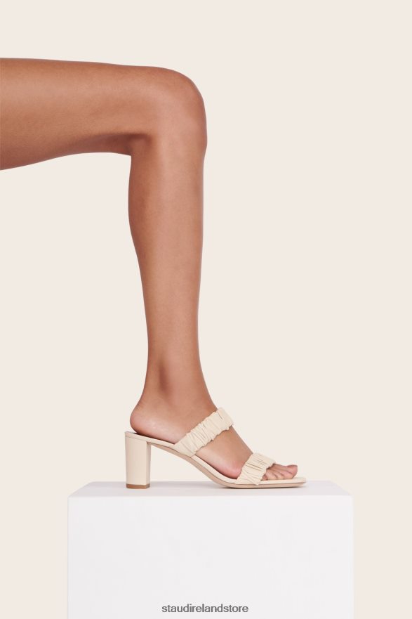Women Shoes Cream STAUD FRANKIE RUCHED SANDAL H8RLPJ893