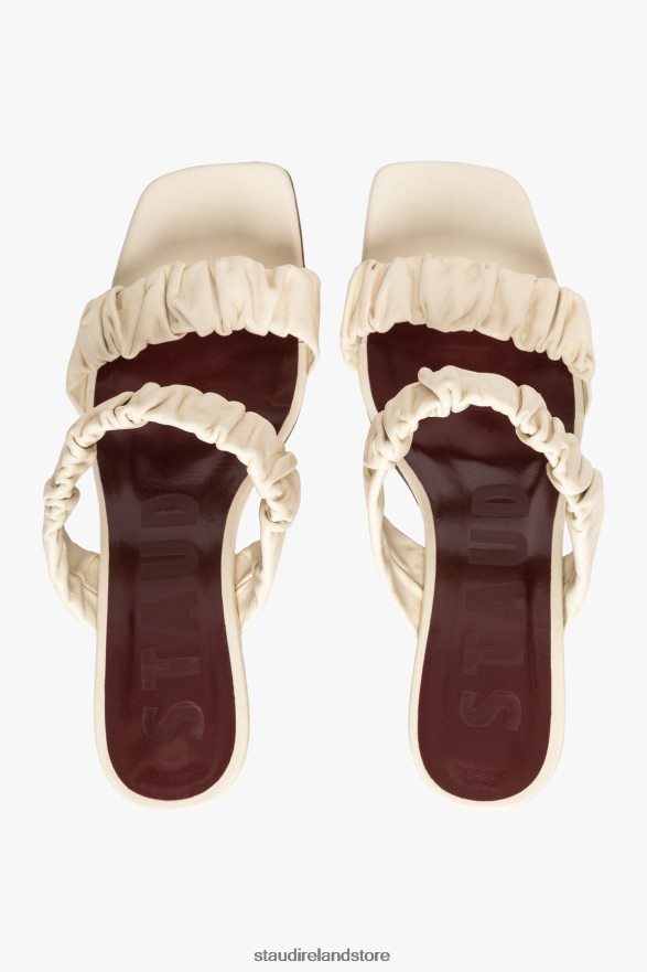 Women Shoes Cream STAUD FRANKIE RUCHED SANDAL H8RLPJ893