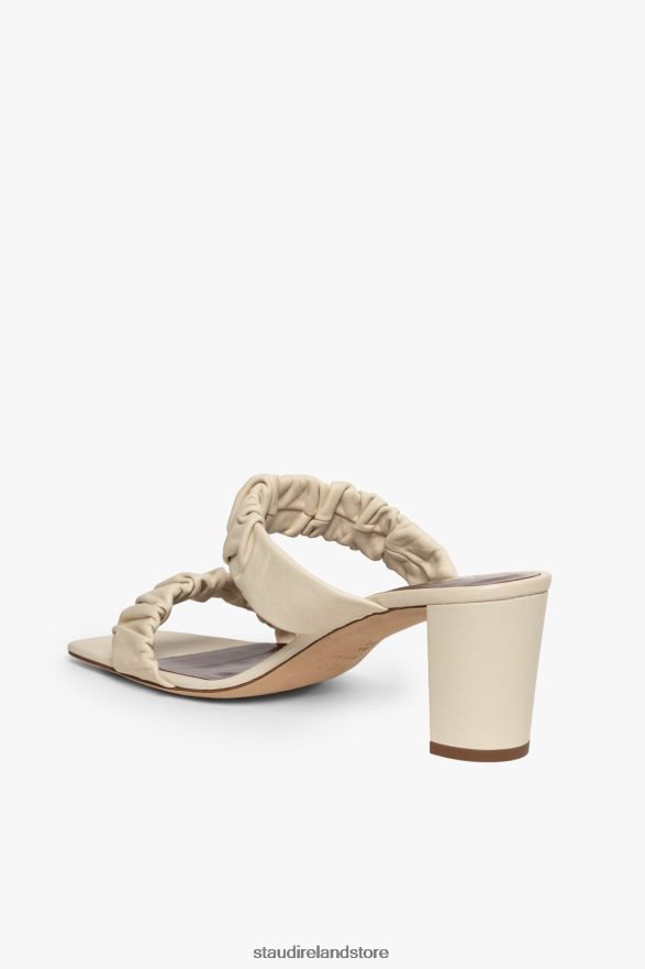 Women Shoes Cream STAUD FRANKIE RUCHED SANDAL H8RLPJ893