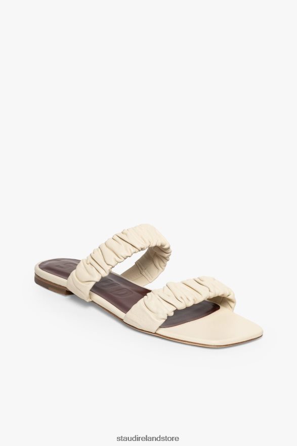 Women Shoes Cream STAUD MAYA RUCHED SANDAL H8RLPJ927