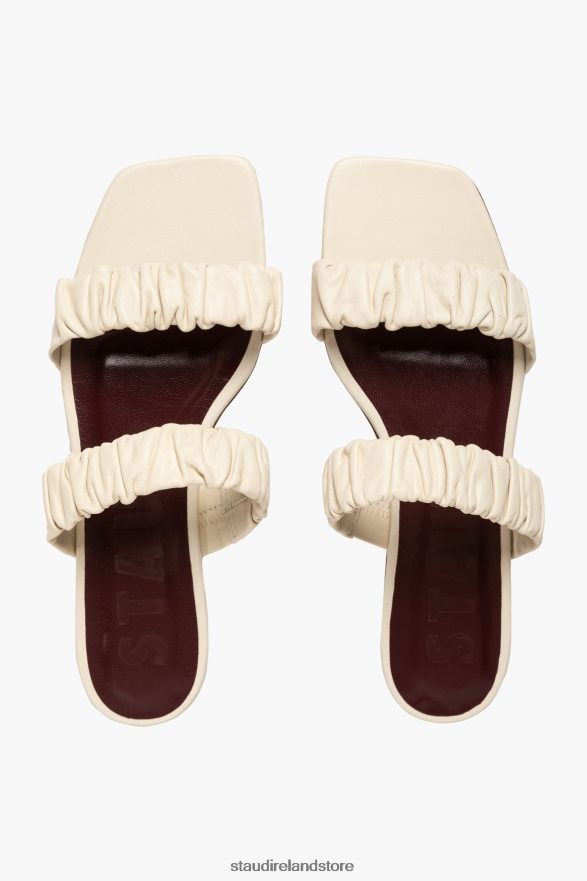 Women Shoes Cream STAUD MAYA RUCHED SANDAL H8RLPJ927