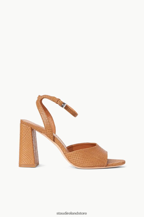 Women Shoes Tan STAUD SOLANGE HEEL SNAKE EMBOSSED H8RLPJ872