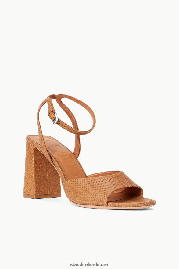 Women Shoes Tan STAUD SOLANGE HEEL SNAKE EMBOSSED H8RLPJ872