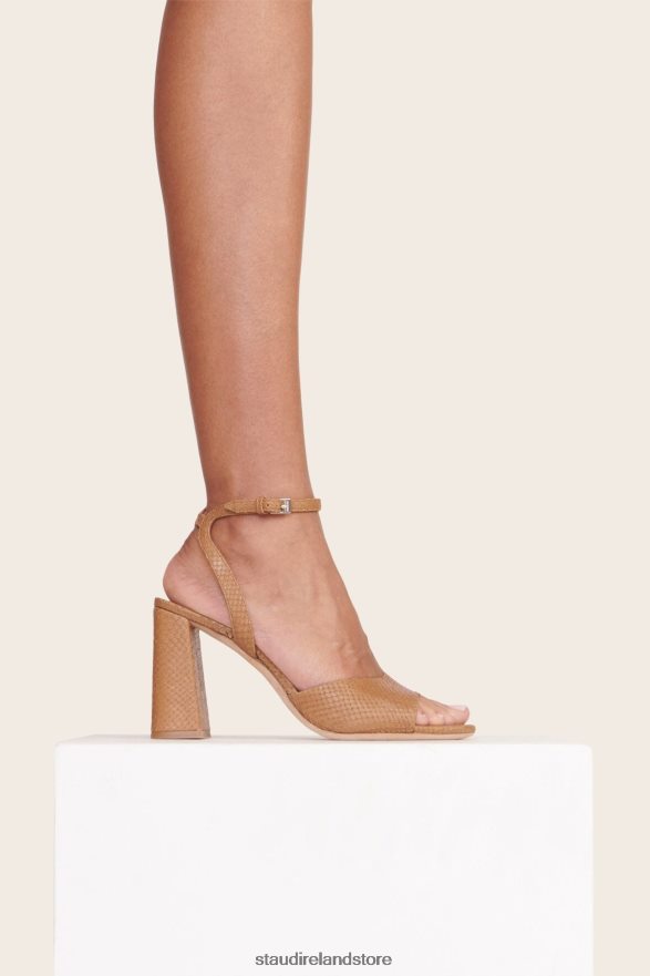 Women Shoes Tan STAUD SOLANGE HEEL SNAKE EMBOSSED H8RLPJ872