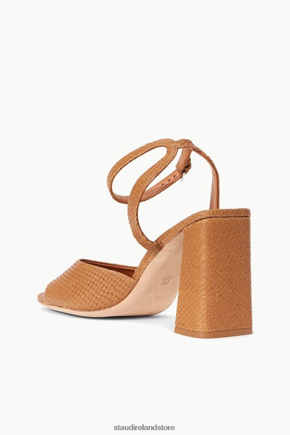 Women Shoes Tan STAUD SOLANGE HEEL SNAKE EMBOSSED H8RLPJ872