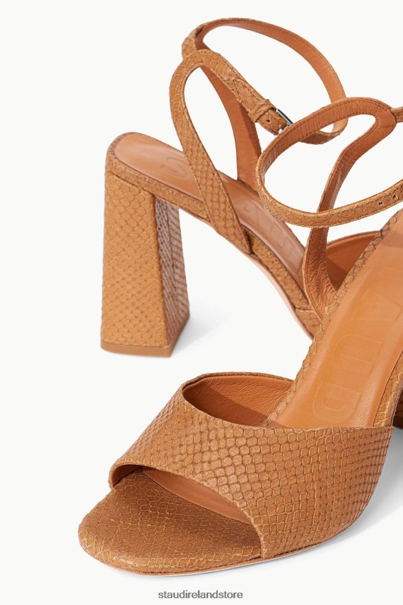 Women Shoes Tan STAUD SOLANGE HEEL SNAKE EMBOSSED H8RLPJ872
