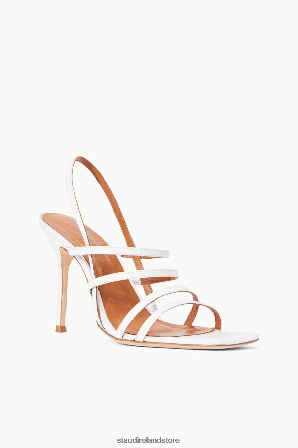 Women Shoes White STAUD ANISE HEEL SATIN H8RLPJ884