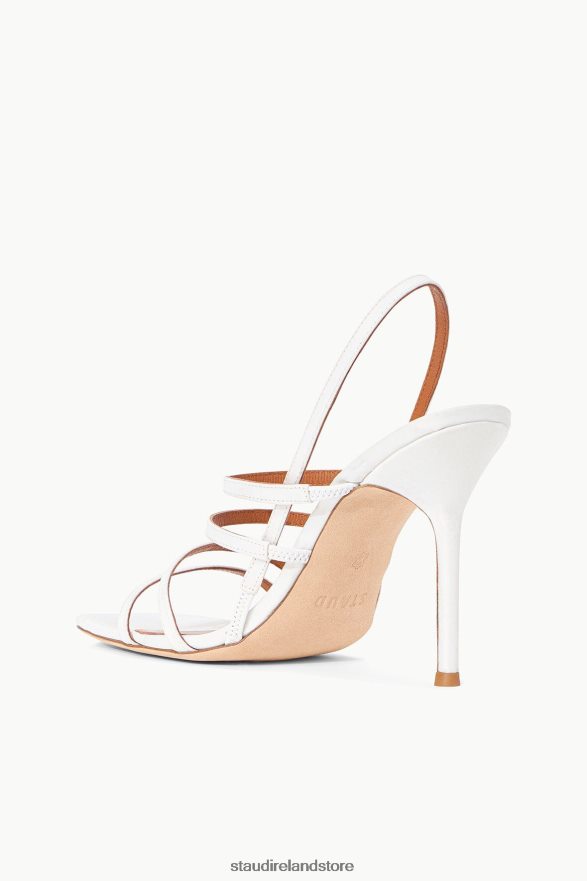 Women Shoes White STAUD ANISE HEEL SATIN H8RLPJ884