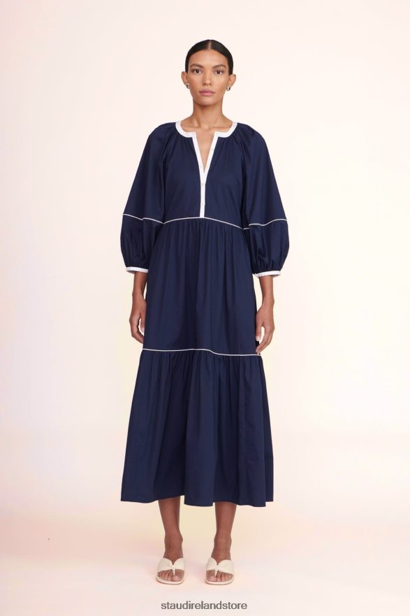 Women Clothing Navy White STAUD DEMI DRESS H8RLPJ244